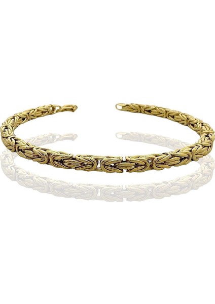 Kral Zincir 5 mm Altın Bileklik Unisex 14 Ayar