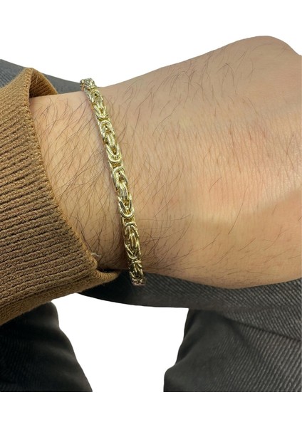 Kral Zincir 5 mm Altın Bileklik Unisex 14 Ayar