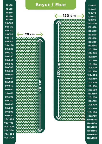 Kaydırmaz Yeşil Bal Petek Paspas EN:120cm 120 x 1000 cm