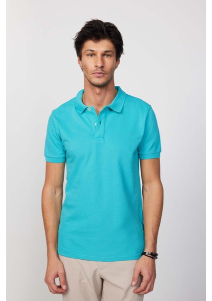 Erkek Slim Fit Dar Kesim Pamuk Düz Pike Yeşil Polo Yaka Tişört fiyatları