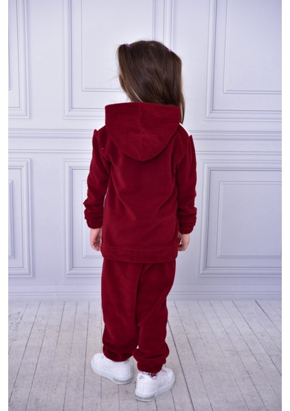 Unisex Çocuk Kapüşonlu Tavşan Nakışlı Polar Yumuşacık Alt Üst Takım modelleri
