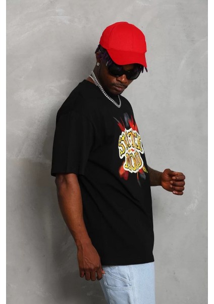 Unisex Baskılı Bisiklet Yaka T-Shirt 20/1 Penye - Siyah indirimleri