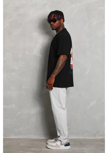 Unisex Baskılı Bisiklet Yaka T-Shirt 20/1 Penye - Siyah fırsatları