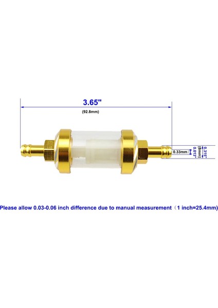 Mavi 1 Adet Tarzı Motosiklet Benzinli Gaz Benzinli Yağ Yakıt Filtresi Atv Kir Pit Bike Off-Road Araçlar Alüminyum Alaşımlı C Moto Evrensel 8mm (Yurt Dışından)