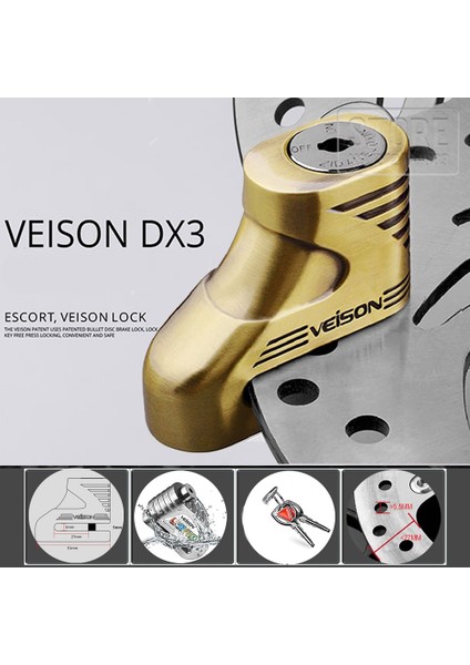 DX10 Gümüş Stili Veison Motosiklet Alarm Disk Kilidi Hırsızlığa Karşı Bisiklet Su Geçirmez Hırsızlık Önleyici Fren Kilidi Dx8 Paslanmaz Çelik Halat Hediye (Yurt Dışından) modelleri