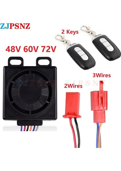 Kırmızı Stil Ebike Alarm Sistemi 48V 60V 72V Elektrikli Bisiklet Scooter Motosiklet Üç Tekerlekli Bisiklet Ebike Fırçasız Denetleyici Için Iki Anahtarlı (Yurt Dışından) fiyatları