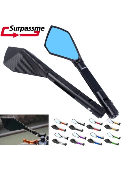 Uzun Yeşil Stil Çift Evrensel Dikiz Aynaları Motosiklet C Alüminyum Alaşımlı Ayarlanabilir Moto Scooter Gidon Uç Aynaları Yan Aynalar (Yurt Dışından)