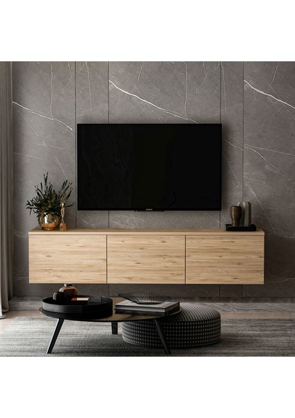 Neon Duvara Monte Tv Ünitesi Atlantik Çam modelleri
