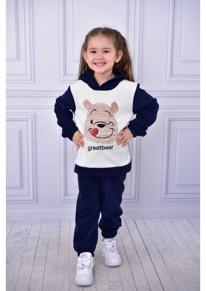 Unisex Çocuk Kapşonlu Mickey Nakışlı Polar Yumuşacık Takım