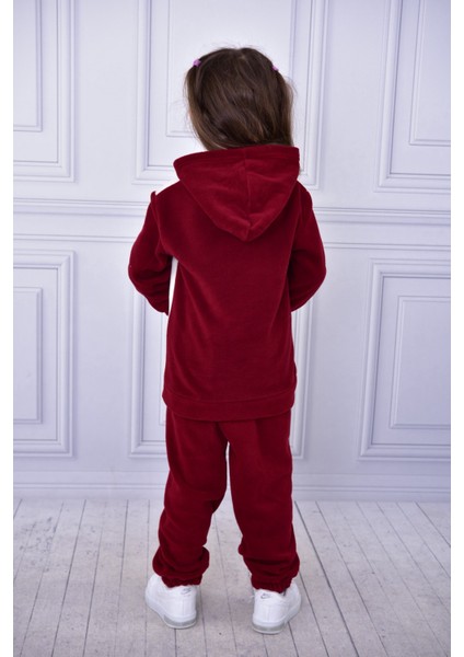 Unisex Çocuk Kapşonlu Ayıcık Nakışlı Polar Yumuşacıkalt Üst Takım fırsatları
