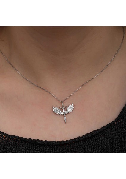 Gümüş Baget Taşlı Mikail Kılıcı Kadın Kolye modelleri