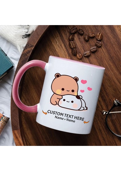 Kişiye Özell Sevgililer Günü Sevimli Bubu ve Dudu Kahve Kupa, Ayı Seramik Kupa,ingilizce Kupa