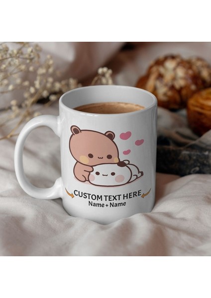 Kişiye Özell Sevgililer Günü Sevimli Bubu ve Dudu Kahve Kupa, Ayı Seramik Kupa,ingilizce Kupa modelleri