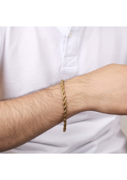 Erkek Gold Renk Burgu Çelik Bileklik NUR-BL04422