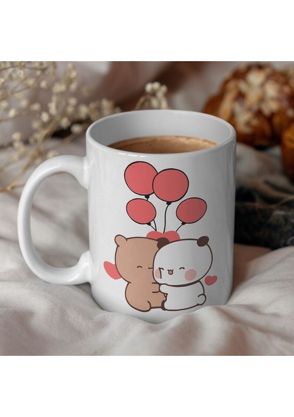 Sevimli Bubu ve Dudu Kahve Kupa, Ayı Seramik Kupa, Panda Ayı Kupası, ,ingilizce Kupa modelleri
