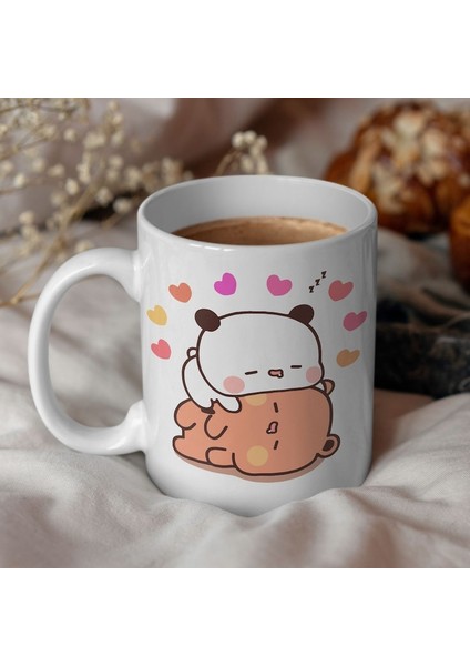 Sevimli Bubu ve Dudu Kahve Kupa, Ayı Seramik Kupa, Panda Ayı Kupası,ingilizce Kupa modelleri