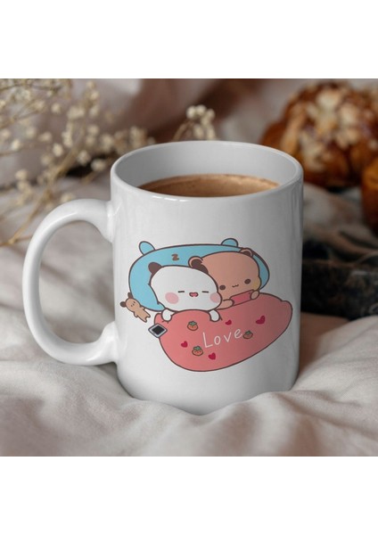 Sevimli Bubu ve Dudu Kahve Kupa, Ayı Seramik Kupa, Panda Ayı Kupası,ingilizce Kupa modelleri