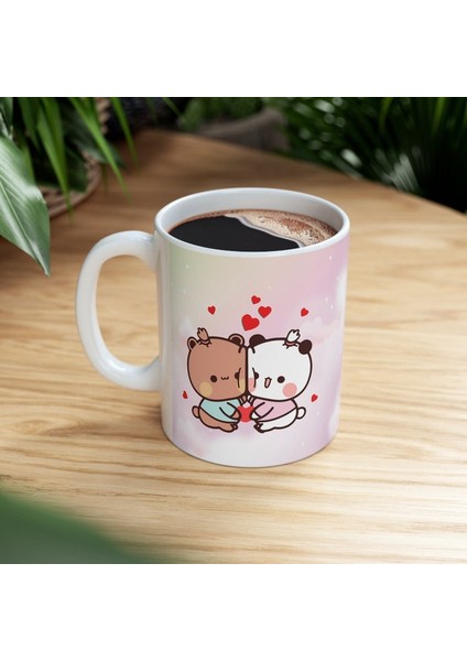 Sevimli Bubu ve Dudu Kahve Kupa, Ayı Seramik Kupa, Panda Ayı Kupası,ingilizce Kupa modelleri