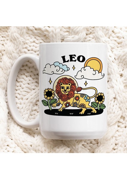 Retro Burç Kupa, Leo Astroloji Kahve Kupa, Burç Doğum Günü Hediyesi, Retr,ingilizce Kupa