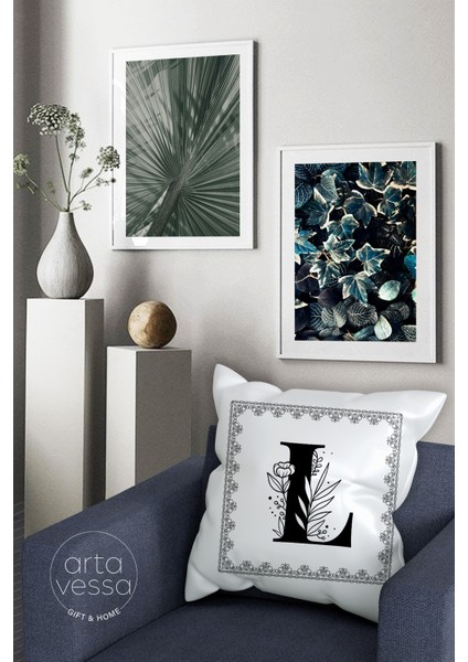 Çift Tarafı Dijital Baskılı L Harfi Dekoratif Suni Deri Kırlent Kılıfı fiyatları