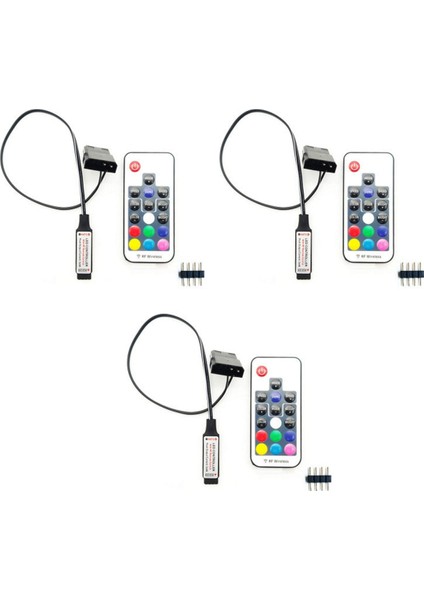 3x Bilgisayar Fanı Aydınlatma Efekti Kontrol Cihazı, 5V 3-PIN/12V 4-Pin Rgb Ekipman Tel Kontrolü/uzaktan Kumanda, Açma/kapama ile (Yurt Dışından)