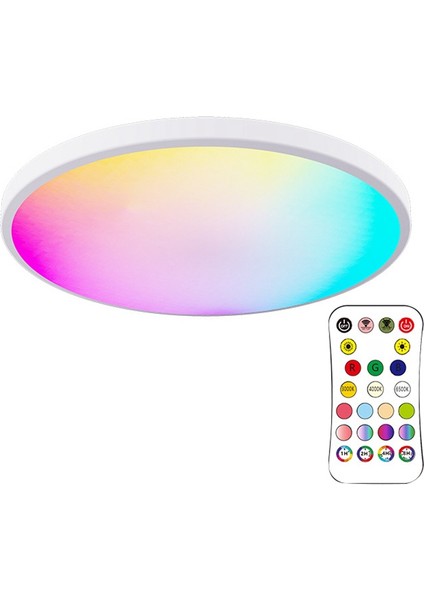 12 Inç 24W Rgbcw Tam Renkli Tavan Işığı 3000K-6500K Karartma Renk Eşleştirme Bluetooth Sesli Tavan Işığı Ab 220V-240V (Yurt Dışından)