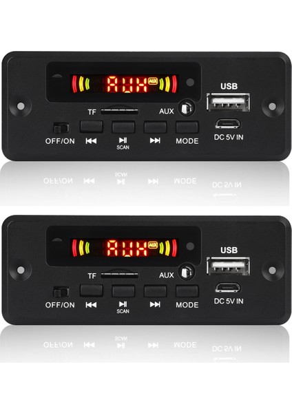 2 Adet 2X3W Amplifikatör Mp3 Dekoder Kurulu 12V Bluetooth 5.0 30W Araba Fm Radyo Modülü Desteği Tf USB Aux (Yurt Dışından)