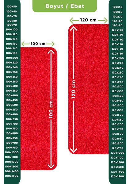 Kaydırmaz Kırmızı Karmaşık Paspas EN:100CM 100 x 120