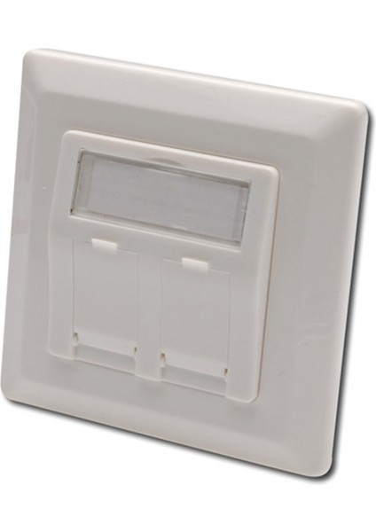 Keystone Jack Takmak İçin 2’li Priz (50/50 mm) Çerçevesi (80/80 mm), tozdan korumak amacıyla kapaklı