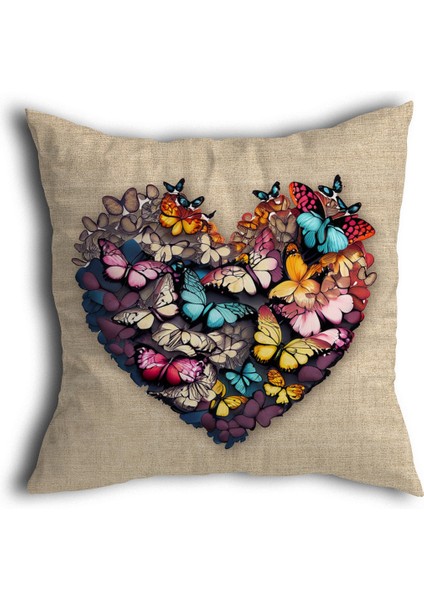 Çift Taraflı Dijital Art Kelebek Desenli Kırlent Kılıfı (Yüksek Kaliteli Mikropetek Kumaş)