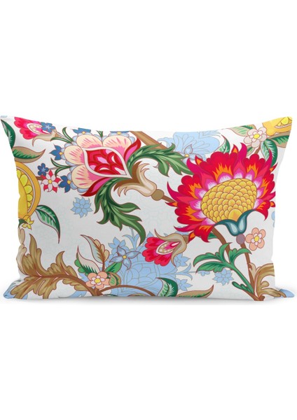 Çift Taraflı Dijital Baskı Kırlent Kılıfı Çiçek Bahçesi