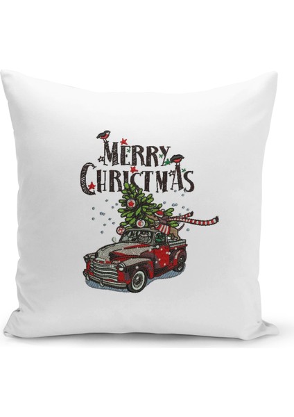 Yılbaşı Christmas Deseni Çift Taraflı Dijital Baskılı Kırlent Kılıfı
