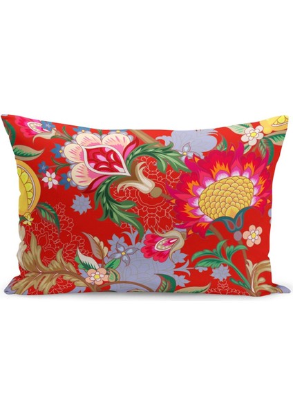 Çift Taraflı Dijital Baskı Kırlent Kılıfı Çiçek Bahçesi