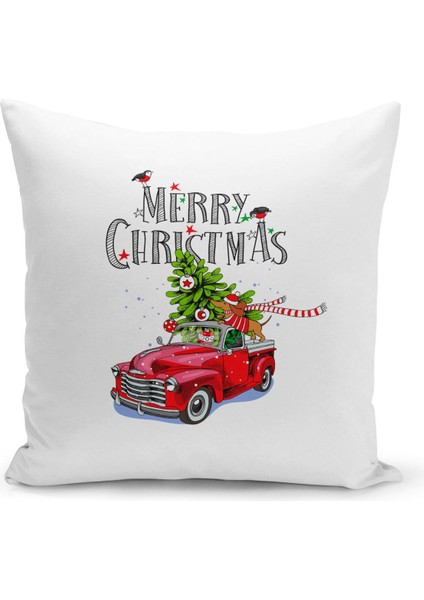 Yılbaşı Christmas Deseni Çift Taraflı Dijital Baskılı Kırlent Kılıfı