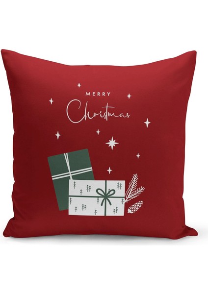 Yılbaşı Christmas Deseni Çift Taraflı Dijital Baskılı Kırlent Kılıfı