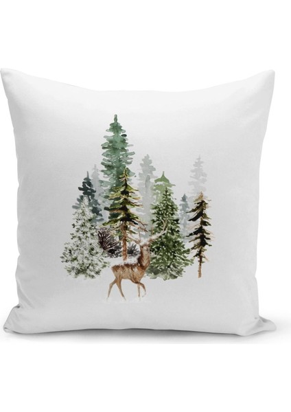 Yılbaşı Christmas Deseni Çift Taraflı Dijital Baskılı Kırlent Kılıfı