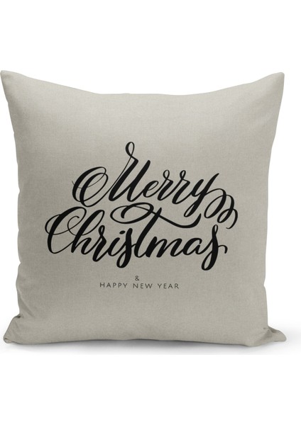 Yılbaşı Christmas Deseni Çift Taraflı Dijital Baskılı Kırlent Kılıfı