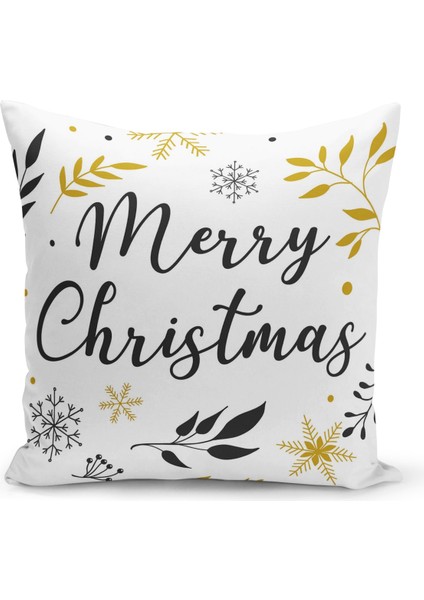 Yılbaşı Christmas Deseni Çift Taraflı Dijital Baskılı Kırlent Kılıfı