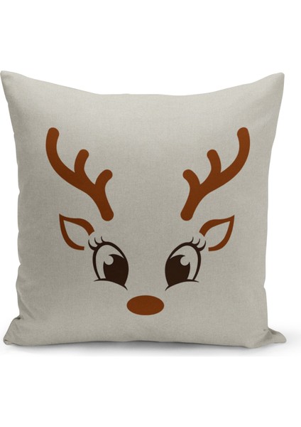 Yılbaşı Christmas Deseni Çift Taraflı Dijital Baskılı Kırlent Kılıfı