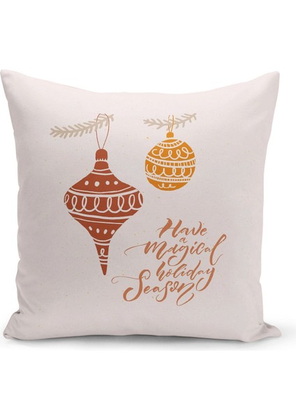 Yılbaşı Christmas Deseni Çift Taraflı Dijital Baskılı Kırlent Kılıfı