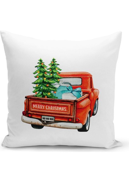 Yılbaşı Christmas Deseni Çift Taraflı Dijital Baskılı Kırlent Kılıfı