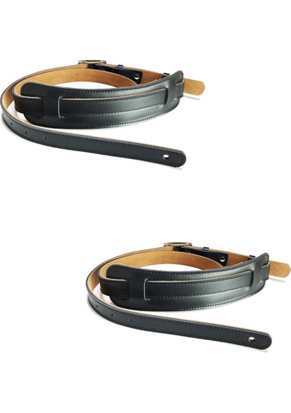 2x Dayanıklı Deri ve Metal Toka Elektro Gitar Askısı Kemer Omuz Pedi Ayarlanabilir Vintage Gitar Askıları-Siyah Renk (Yurt Dışından)