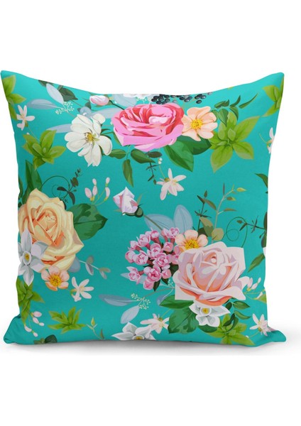 Çift Taraflı Dijital Baskı Kırlent Kılıfı Çiçek Bahçesi
