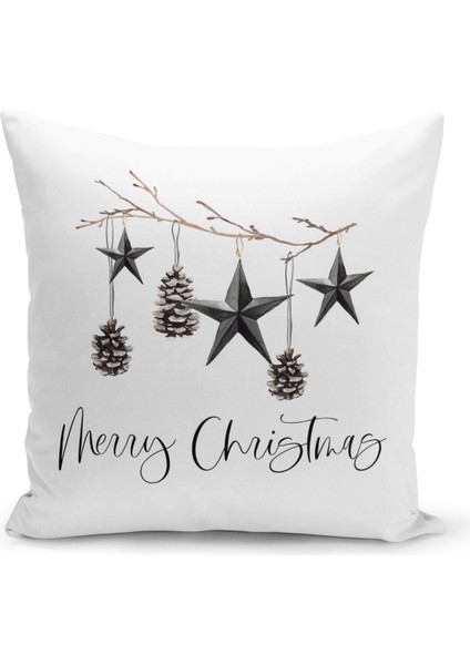 Yılbaşı Christmas Deseni Çift Taraflı Dijital Baskılı Kırlent Kılıfı