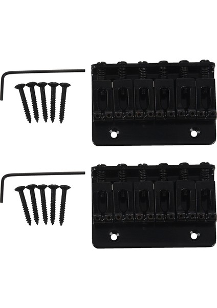 Strat Gitar Için 2x Siyah 6 Telli Sabit Sert Kuyruk Gitar Köprüsü (Yurt Dışından)