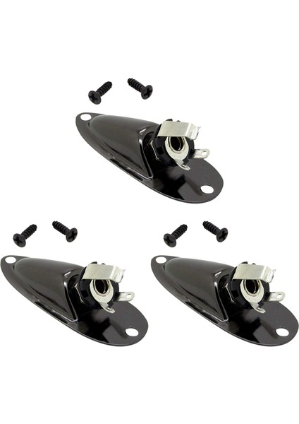 3x Siyah Tekne Tarzı 1/4 Inç Gitar Çıkışı Giriş Prizi Strat Gitar Için (Yurt Dışından)