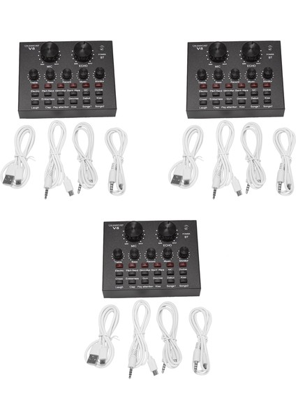 3x Ses Kartı Ses Seti Arayüzü Harici USB Canlı Mikrofon Ses Kartı Bluetooth Fonksiyonu Pc Cep Telefonu Için (Yurt Dışından)