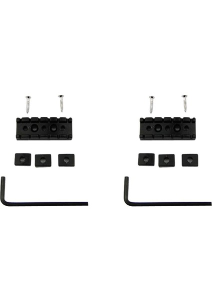 2 Takım 42MM Gitar Metal Dize Kilit Kilitleme Somunu Elektro Gitar Tremolo Çift Kilit Sistemi, Siyah (Yurt Dışından)