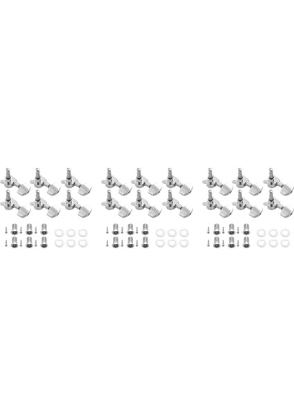 18 Parça Gümüş Akustik Gitar Makine Kafaları Topuzlar Gitar Teli Tuning Peg Tuner (Sol Için 9 + Sağ Için 9) (Yurt Dışından)