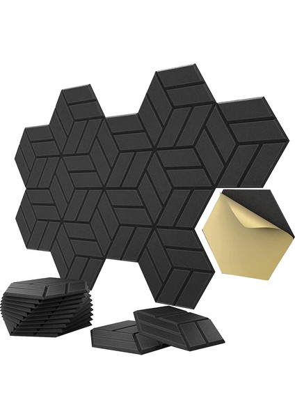 12 Paket Kendinden Yapışkanlı Akustik Paneller, Altıgen Ses Geçirmez Köpük Paneller Stüdyo A Için Kullanılan Duvar Için Ses Yalıtım Dolgusu (Yurt Dışından)